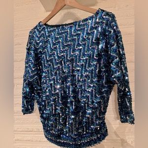 Vintage blue and silver sequin top.